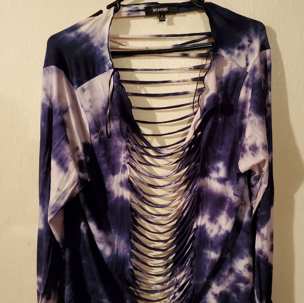Slashed tie-dye Top
